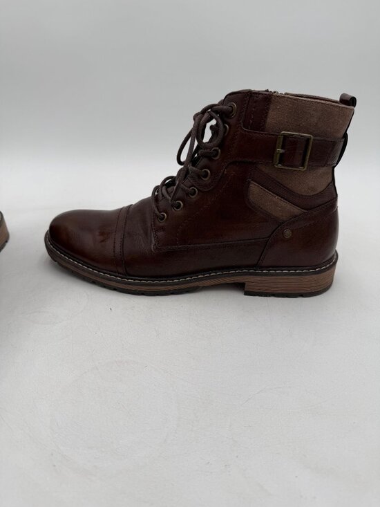 Madden Mens Brown Lace-Up Leather Boots Side Zipper Buckle Casual Chukka Size 10 main image 8